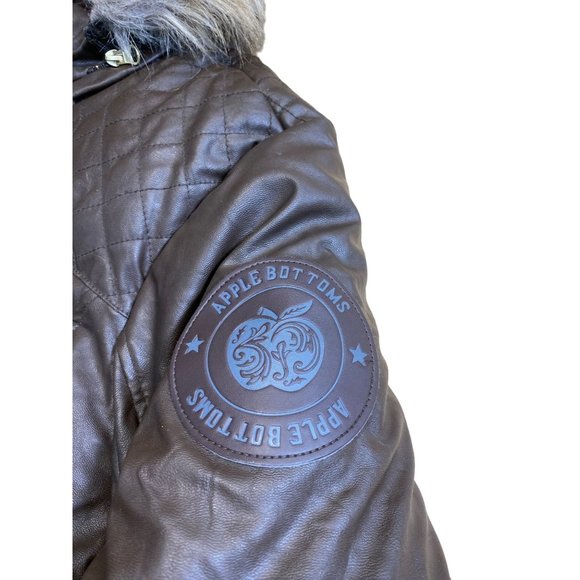 Apple Bottom Jeans Womens Brown Puffer Bomber Jacket - Picture 5 of 7